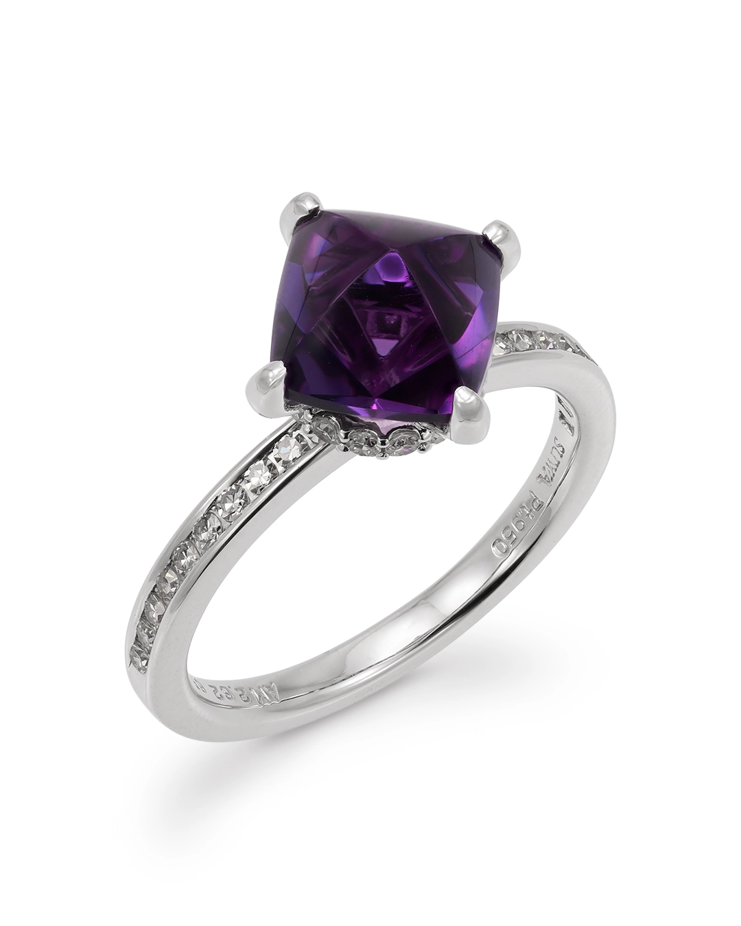 PT950 アメシスト ダイヤモンドリング
